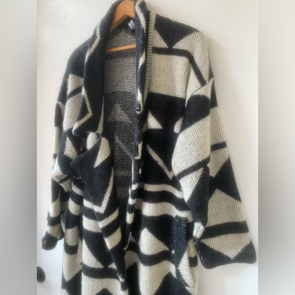 80s vintage i.b. diffusion heavy knit wool blend double breast sweater coat sz L - Picture 3 of 11